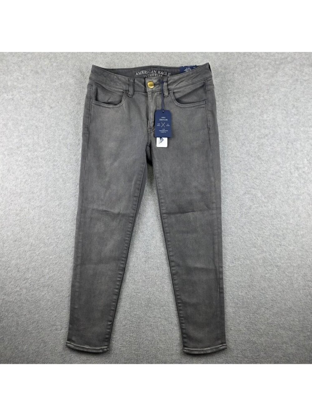 American Eagle Jegging Crop Jeans Womens 2 Tall Gray Charcoal Stretch NWT
